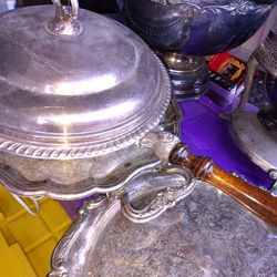 15 Piece.Silver Plated  Trays Punch Bowl More 1800s Too Toned