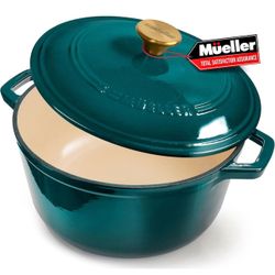Mueller DuraCast 6 Quart Enameled Cast Iron Dutch Oven Pot with Lid
