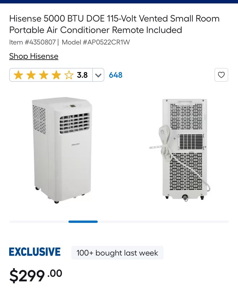 Hisense Portable AC Unit (2 Available)