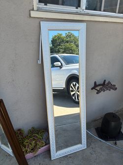 Full Length Wall Mirror White Gold Frame