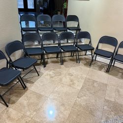 12 Cosco Heavy Duty Black Metal Folding Chairs 