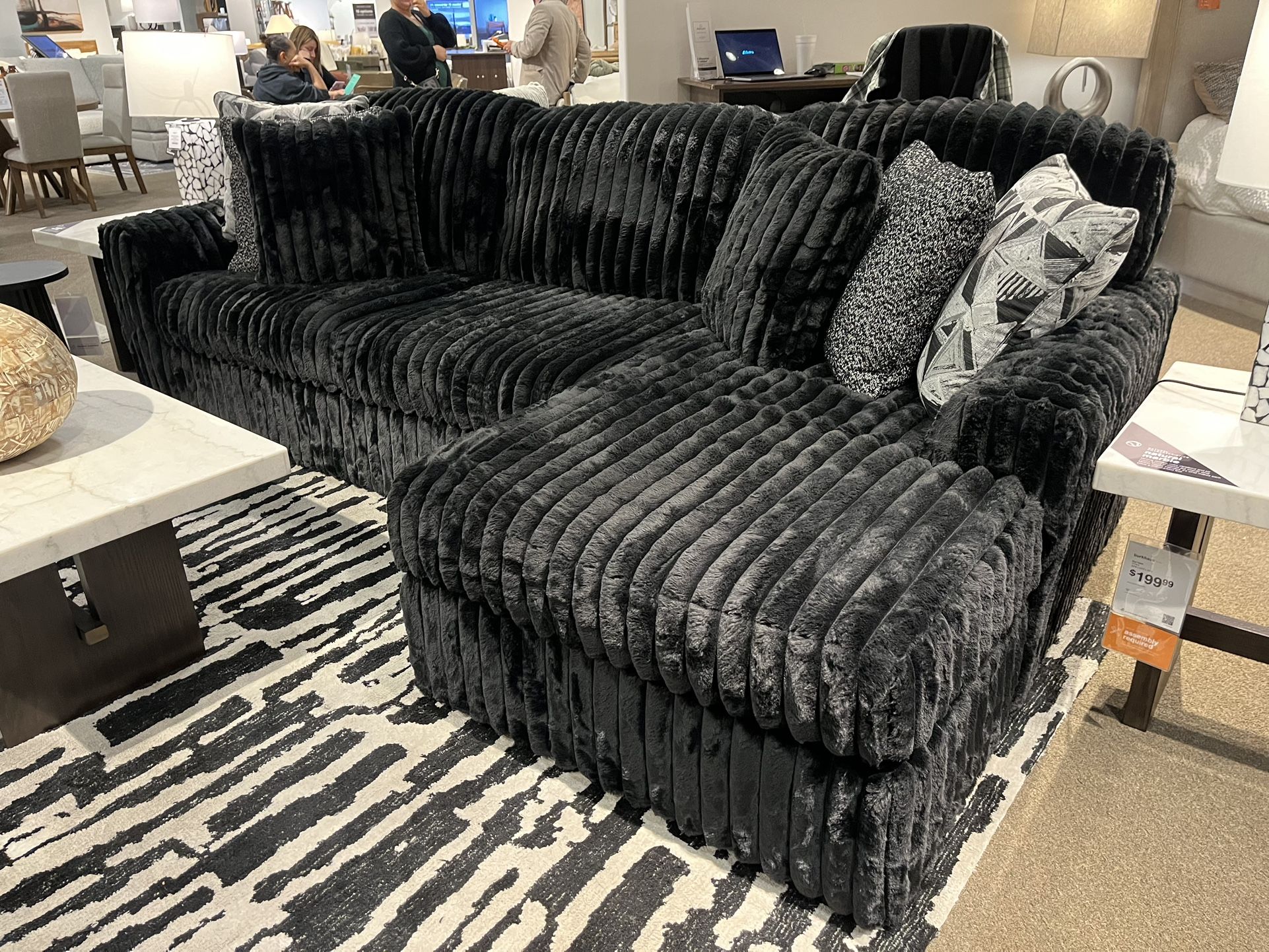 Midnight Madness Black Sofa Sectional W/ Oversized Ottoman By Ashley/ $10 EZ Down Payment Options