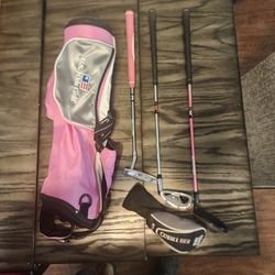 USKG Pink Girls 3 Piece Golf Clubs With Bag