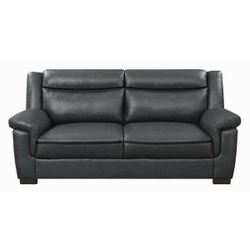 Brand New Modern Arbella Black Leatherette Sofa