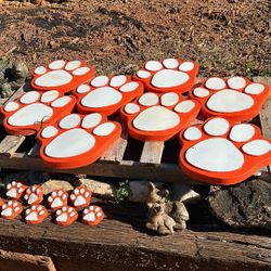 Large 16” Clemson Color Tiger Paw Stepping Stone Garden Decor 