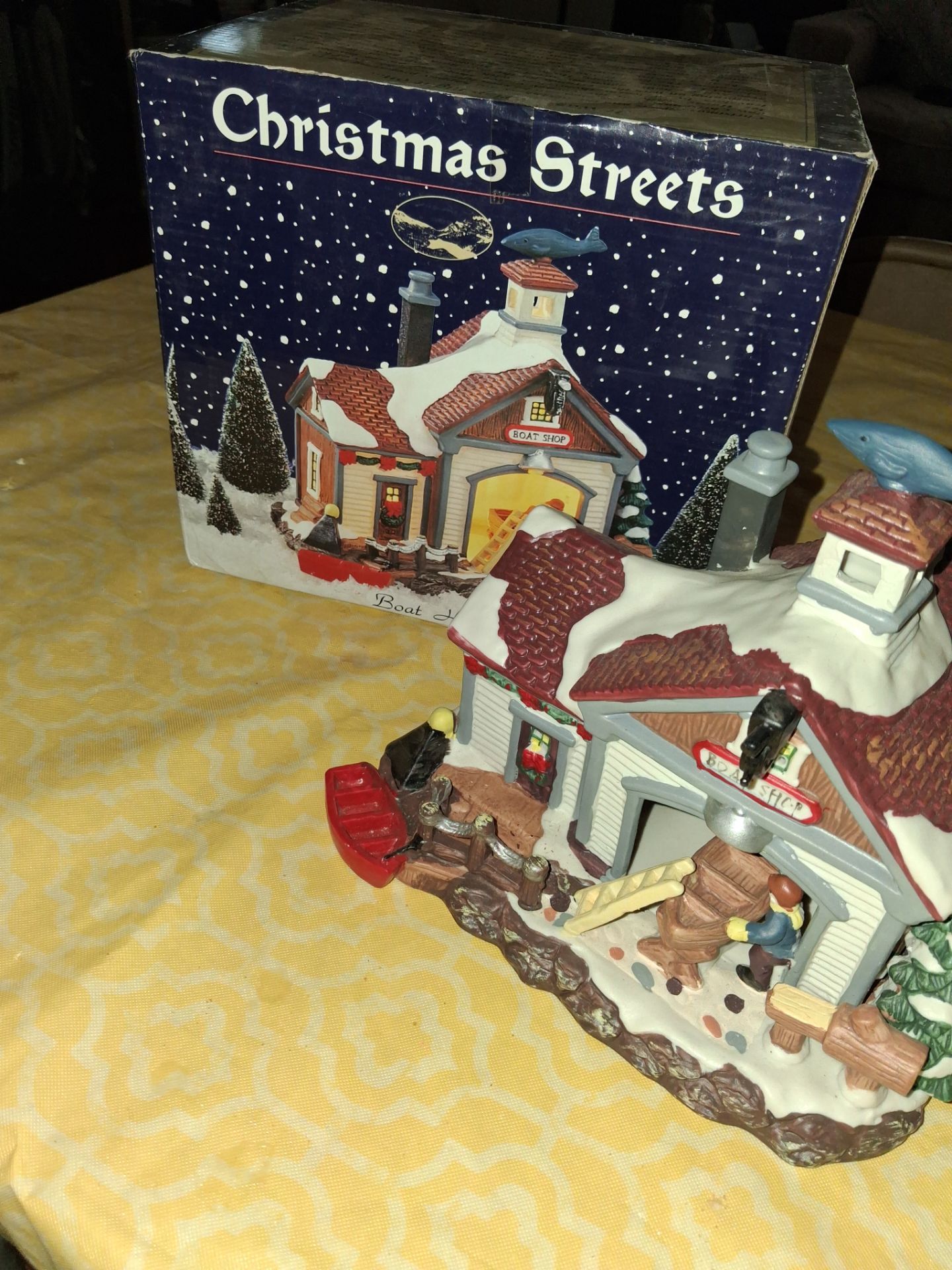Collectible Christmas village boat house