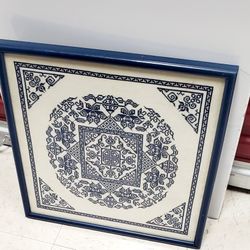 Blue And White Cross Stitch- Traditional