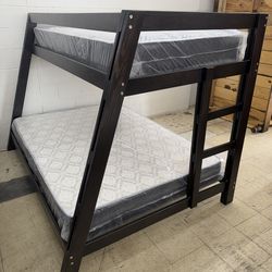New Twin/Full Wooden Bunk Beds