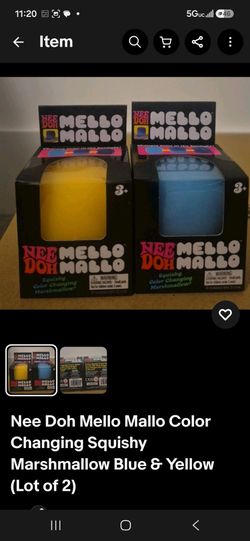 Nee Doh Mello Mallo Color Changing Squishy Marshmallow Blue & Yellow (Lot of 2)