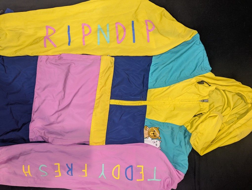 teddy fresh ripndip Packable Anorak Hoodie Jacket Windbreaker Large