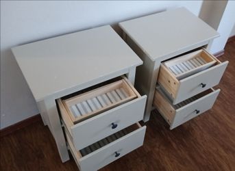2× Drawer Ikea Hemnes Nightstands, Beige Color