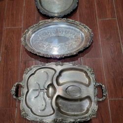 Large Vintage Silver Serving Trays Starting At $25