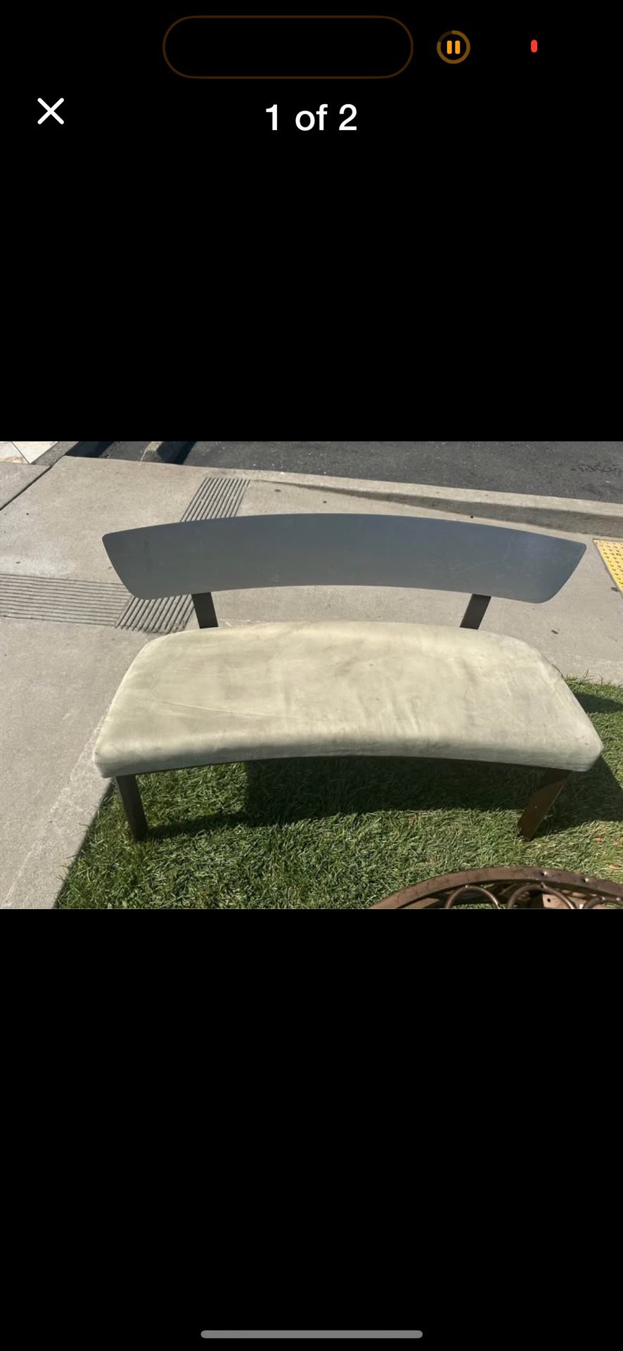 4’ Long Metal & Suede Loveseat Bench