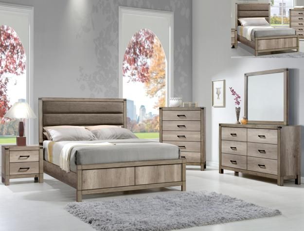Light oak rustic queen bedroom set