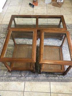 Glass Topped Coffee Table And (2) End Tables