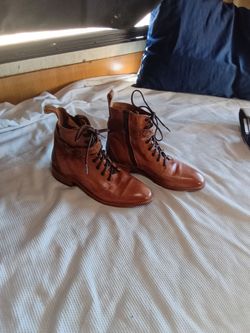 Brown Leather Lace-Up Ankle Boots