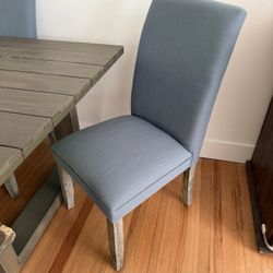 Set Of 5 Upholstered Dining Chairs - Blue/Grey