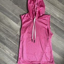 Vintage Knobs By Ryan Hill “San Francisco” Mesh Sleeveless Pink Hoodie