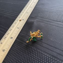 Gold-Tone Leprechaun Pin with Shamrock – $3