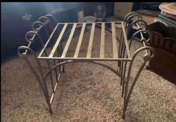 Vintage Like New Heavy, Sturdy Gold Wrought Iron French Vanity Stool. Price firm