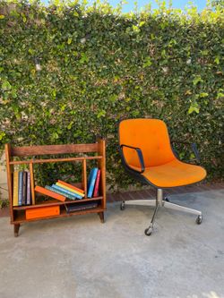Vintage Mid Century Modern Bookcase and swivel chairs