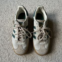 Adidas Gazelle Suede Sneakers with Green Stripes – Women’s Size 7.5