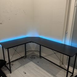 L Shaped Desk With Govee LED Strip