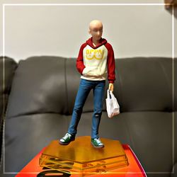 Saitama Oppai Hoodie Ver PVC Figure 18cm Anime Collection Model Toy Doll Gift