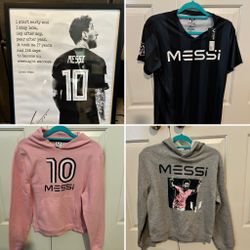 Lot - Messi Jersey, Hoodies, and Framed Poster
