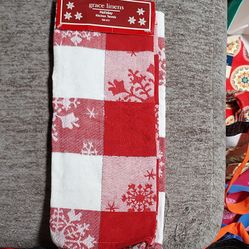 Grace Linens Holiday Kitchen Towel Set Red White Cotton Plaid Snowflake 2pc