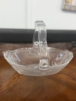 Vintage Mikasa Crystal Holiday Bells Handled Basket