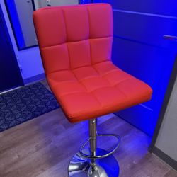 Red Leather Bar Stool  (2) Red Barstools 