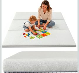 Baby Play Mat 59x70 Inch, Removable Machine Washable Cover, 1.3‘’ Waterproof Floor Mat for Crawling