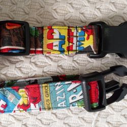 Spider-man Dog PLASTIC CLIP COLLAR - RETRO MARVEL COMIC BOOKS 1" WIDE L 16"-26"