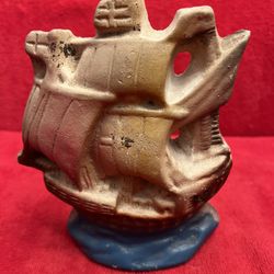 Vintage Chalk ware Nautical Schooner Sailing Clipper Ship Pirate Boat wall decor