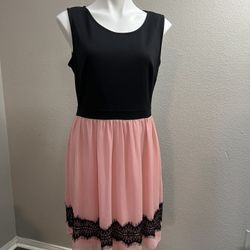 Enfocus Studio Black and Pink Sleeveless Midi Dress size 14 