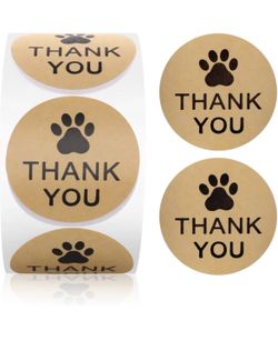 1500 Pcs Thank You Dog Stickers Dog Paw Print Thank You Stickers