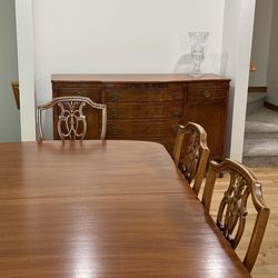 8-Pc Vintage Mahogany Dining Set with Sideboard / Buffet