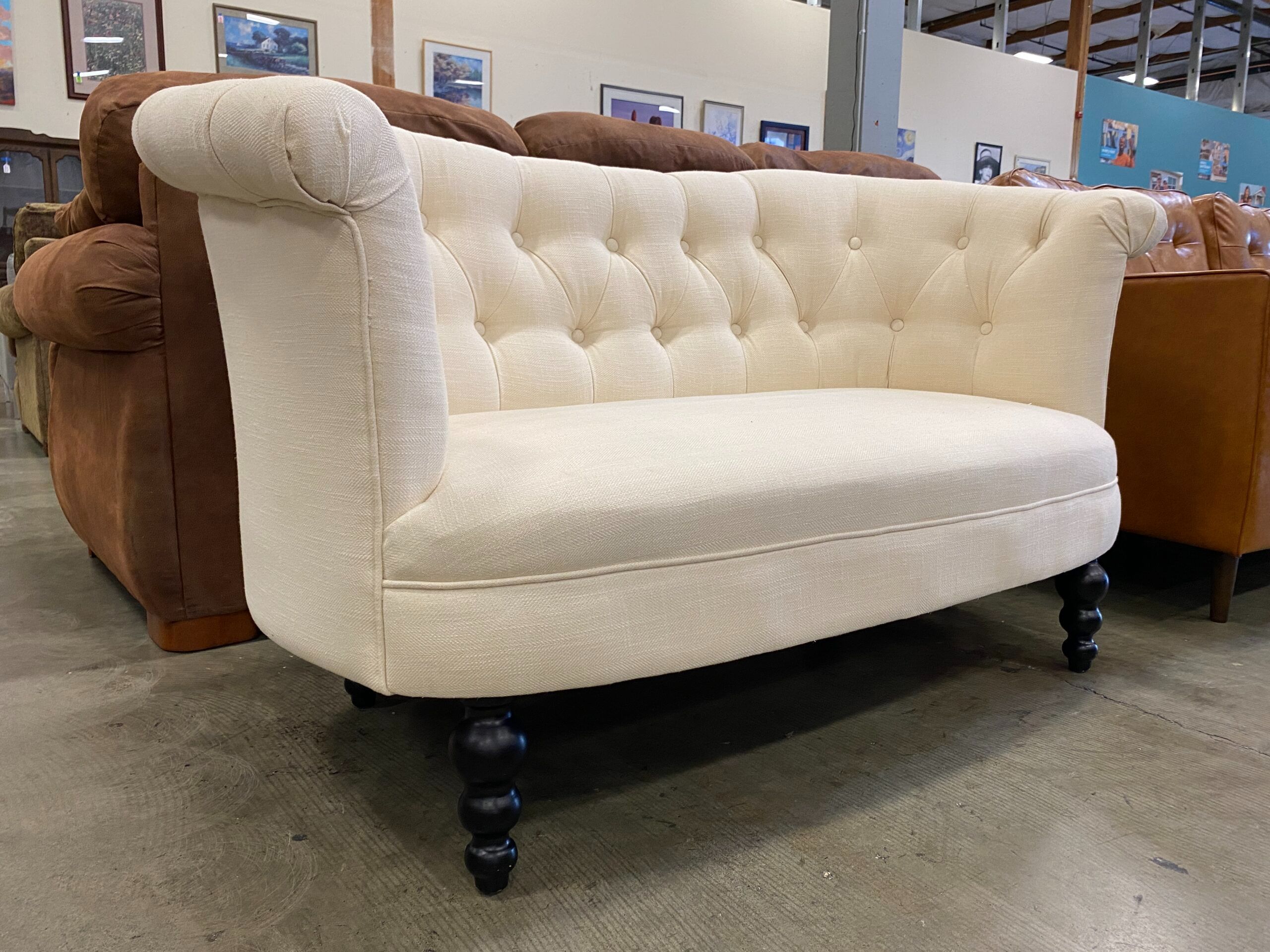 PIER 1 IMPORTS Cream Tufted Loveseat