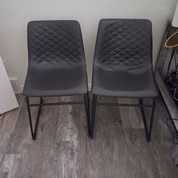 2 Dark Gray Quilted Back Chairs
