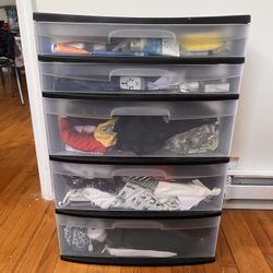 Sterilite Plastic 5 Drawer Wide Tower black