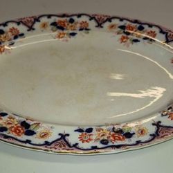 Large Antique Rare TR & Co.  Hand Numbered 1368 Clyde porcelain serving platter some crazing and wear 17 X 13 inches A54V923