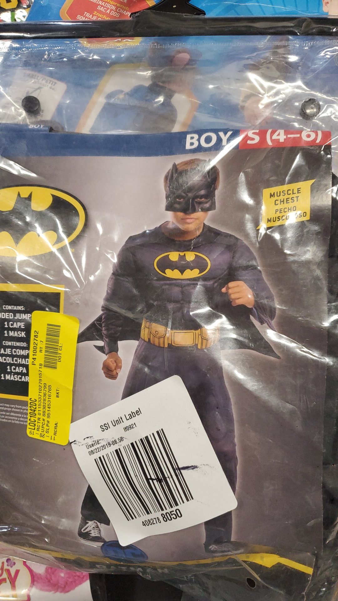 Boys Batman costume size small 4 to 6
