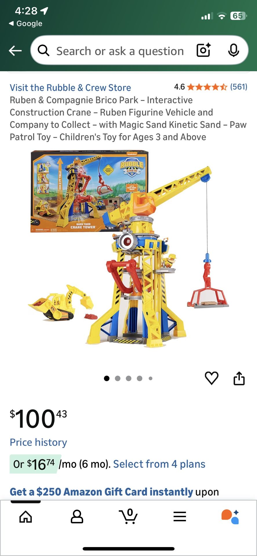 Rubble & Crew PAW Patrol Bark Yard Crane Tower Playset Action Figure Toy Bulldozer Kids Toys with Action Figure Kinetic Build-It Play Sand