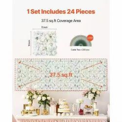 3D Flower Wall Panel, 24 PCS 15 x 15 inch, Artificial Floral Wall Background Mesh Backing Mat,Seamless Design&Easy Installation for Wedding Valentines