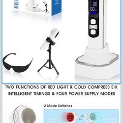 Cold Laser Therapy for Humans & Dogs. Red Light Therapy Device with Adjustable Angle Stand. Stainless Steel Cold Compress Device can be Temperature-Ad