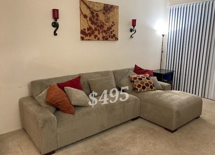 Beautiful XL Corduroy Sectional Sofa Set