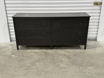 Black Wood 6-Drawer Double Dresser