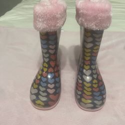 Rainbow Heart Rainboots Size 10