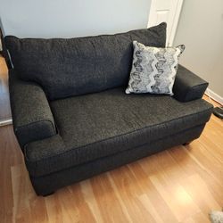Charcoal Loveseat Couch W/ Decoratice Pillow